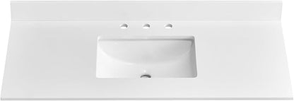 48" x 22" Vanity Top, Quartz Vanity Sink Top in Pure White, with One Sidesplash & One Backsplash, with Undermounted Sink,8 Inch Faucet Hole Spread for Vanity Top with Sink