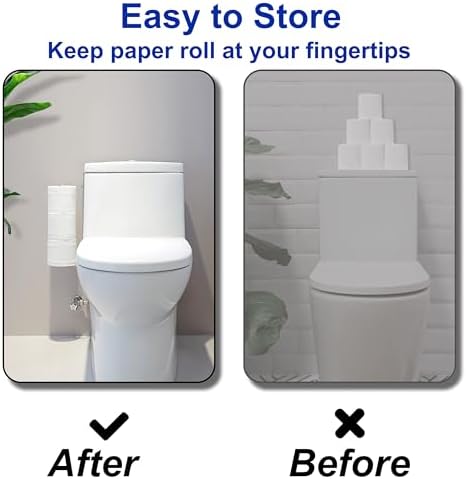 Bathroom Toilet Paper Holder with Storage, Over The Tank Toilet Paper Holder, Toilet Paper Roll Holder for 3 Rolls, Adhesive Tissue Holder for Bathroom, Silver, 2PC