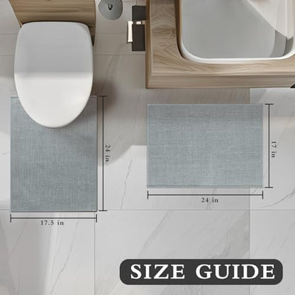YIHOUSE Bathroom Rugs Thin Bath Mat Sets 3 Pieces Quick Dry,Light Grey