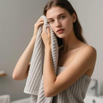 2 Piece Bath Sheets, 40"x80" Microfiber Bath Towels, Grey