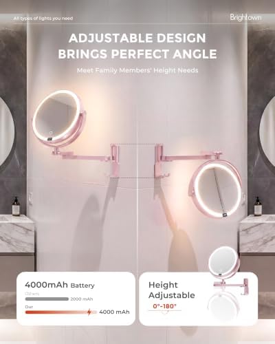 8" Wall Mounted lighted Makeup Mirror,Double Sided 1x/10x Magnifying Mirror