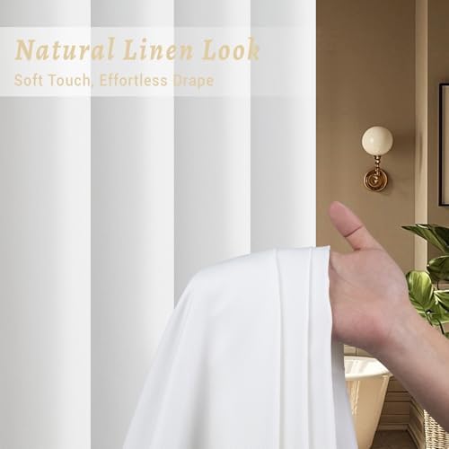 WONICY No Hook Shower Curtain with Snap-in Liner, White, 71 x 80