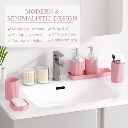 Light Pink Bathroom Accessories Set, 10PC Bathroom Restroom Sets