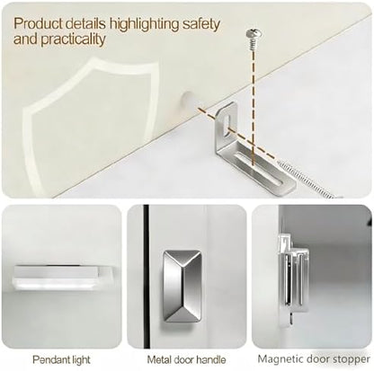 Bathroom Storage Cabinet, Tall Narrow Storage Cabinet with USB Light, White