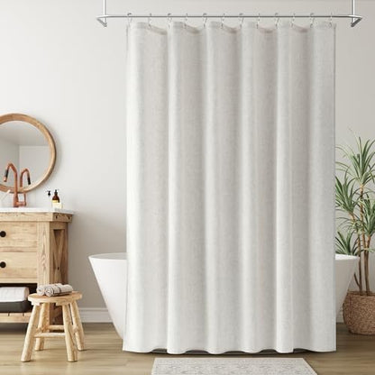 Nanspring Extra Long Linen Shower Curtain for Bathroom 90 Inch Boho Color