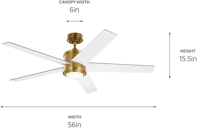 Kichler 52 Inch Gentry Lite Ceiling Fan, Industrial LED Light Ceiling Fan in Distressed Black, (14.25" H x 52" D), 300241DBK
