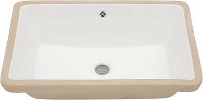 Mocoloo Undermount Bathroom Sink 21 x 13 Inch Rectangle Porcelain White Vessel Ceramic Bathroom Sink 7 Inch Deep Basin with Overflow Lavatory Vanity Top Under Mounted the Counter