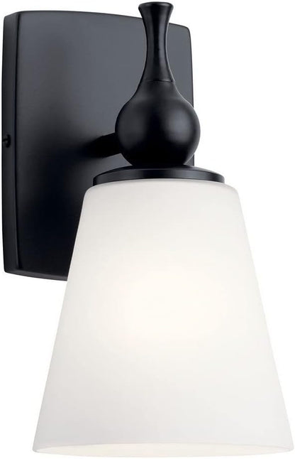 Kichler Cosabella 6 Inch 1 Light Wall Sconce with Satin Etched Case Opal in Black