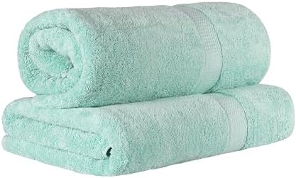 SUPERIOR Egyptian Cotton Pile Heavyweight Bath Sheet, 2 Piece Set, Sea Foam