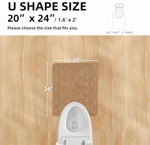 TYUU Thin Toilet Rug, Bathroom Rugs Non Slip, 20x24 U Shape Camel