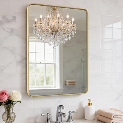 24"X28" Gold Bathroom Mirrors for Over Sink,Aluminum Frame