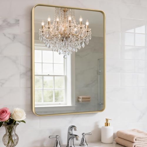 16"X20" Gold Bathroom Mirrors for Over Sink,Aluminum Frame