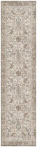Vintage 2x8 Entryway Indoor Runner for Bathroom - Boho Floral & Bird Pattern Runner Rug for Kitchen Floor, Hallway, Laundry Room, Bedroom, Entrance, Washable Moss Non-Slip Stain & Fade Resistant