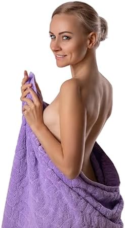 BAGNO MILANO Turkish Cotton Bath Towels, Hand Towels - Soft Plush Jacquard Collection Luxury Towels Set (Lilac, Bath Towel Set of 2)