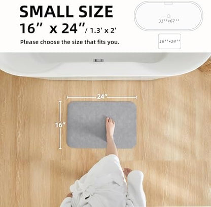 TYUU Thin Bath Mat, Small Bathroom Rugs Non Slip Washable, 16x24 Light Grey