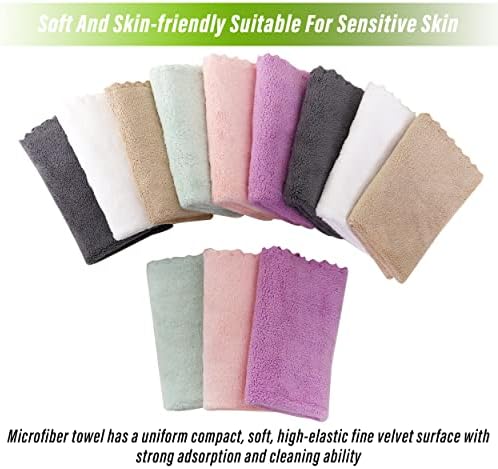 TENSTARS 12 Pack Premium Washcloths Set - Quick Drying- Soft Microfiber Coral Velvet Highly Absorbent Wash Clothes - Multipurpose Use as Bath, Spa, Facial, Fingertip Towel (Multicolored)
