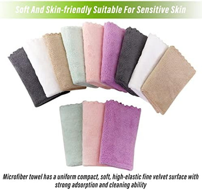 TENSTARS 12 Pack Premium Washcloths Set - Quick Drying- Soft Microfiber Coral Velvet Highly Absorbent Wash Clothes - Multipurpose Use as Bath, Spa, Facial, Fingertip Towel (Multicolored)