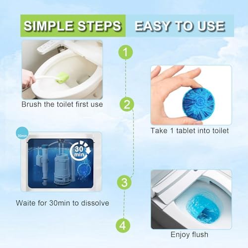 Msvvko Toilet Bowl Cleaners, 100 Pack Blue Tablets