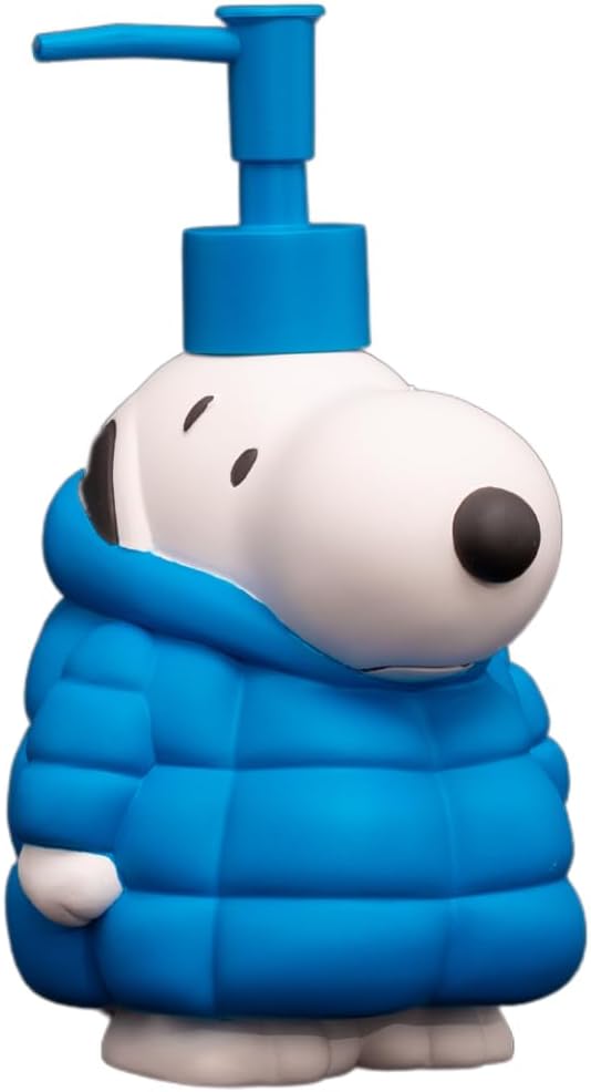 Peanuts Snoopy Puffer Coat Holiday Christmas Soap/Lotion/Hand Sanitizer Resin Pump Dispenser, 17.24 Ounces, (Officially Licensed Product) by Franco