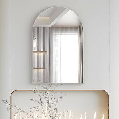 Arched Wall Mirror for Bathroom, 20"x30" Arched Mirror Wall Mounted Mirror with Metal Frame, Sliver Vanity Mirror Decor for Mantle, Bedroom, Entryway, Living Room