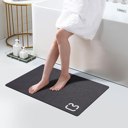 RUERYA Dark Grey Bathroom Rugs Stone Bath Mats for Bathroom,15.7"x23.6"