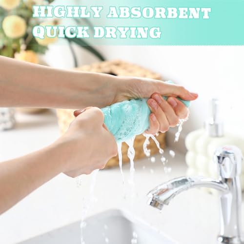 HunnmingRe 4 Pack Boho Hand Towel for Kitchen, Teal,White
