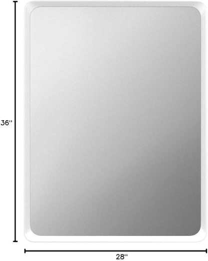 28x36 Brushed Silver Mirror for Bathroom | Silver Metal Framed Vanity Mirror, Beveled Border, Round Corner, Shatterproof, Anti-Rust (Horizontal/Vertical)