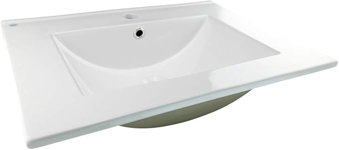 Renovators Supply Luke Bathroom Sink 24 In. White Porcelain Drop In Sink With Center Faucet Hole Pack Of 2