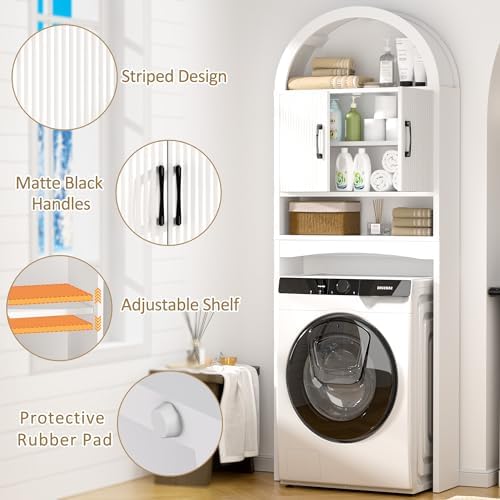 Spurgehom Arch Over The Toilet Storage Cabinet,Bathroom Organizer, White