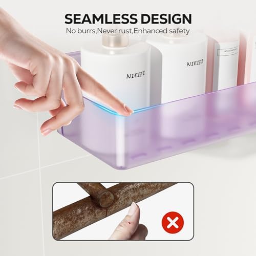Nieifi Adhesive Shower Shelves, Purple, 5 Pieces