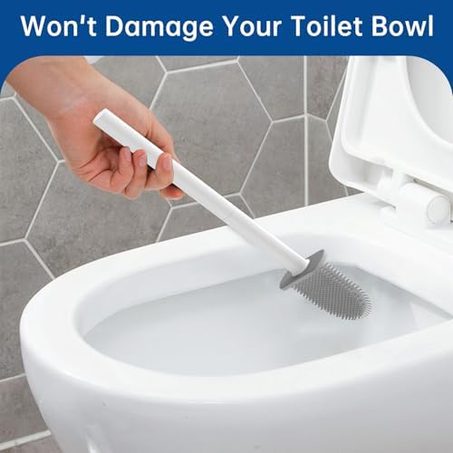 RV Toilet Bowl Brush by, Silicone Bristles, Wall-Mounted, Anti-Roll & Anti-Drip Design | Safe for RV Toilets, Travel Trailers, Campers | Durable & Easy to Clean | Made by RVers for RVers