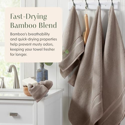 Springtree Home Luxury Bamboo Rayon Plush Bath Towel Set | 4-Pack | Brown