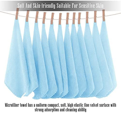 TENSTARS 12 Pack Premium Washcloths Set - Quick Drying- Soft Microfiber Coral Velvet Highly Absorbent Wash Clothes - Multipurpose Use as Bath, Spa, Facial, Fingertip Towel (Aquamarine)