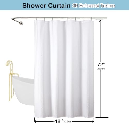 Aiyufeng Moga White Fabric Shower Curtain 72 Inch Long for Bathroom