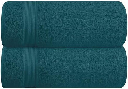 Belizzi Home Cotton 2 Pack Oversized Bath Sheet 35x70, Large Bath Sheet, Ultra Soft, Absorbent, Compact, Oeko-TEX Certified, Recyclable, Quick Drying and Lightweight Towel - Teal