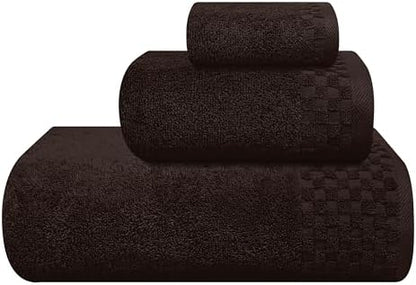 MyOwn Ultra Soft 3 Pack Cotton Towel Set, Contains a Bath Towels 28x55 inch, a Hand Towels 16x24 inch & a Wash Coths 12x12 inch, Ideal Everyday use, Compact & Lightweight - Chocolate Brown