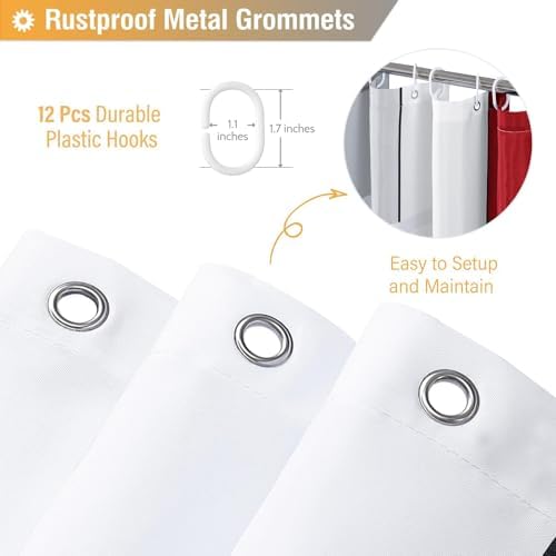 BTTN 72 x 96 Long Modern Geometric Waterproof Fabric Shower Curtain, Red