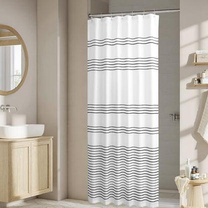 jinchan Small Stall Shower Curtain 36x72 inches Black and White Modern Farmhouse Striped Waterproof Fabric Shower Curtains for Bathroom with 7 Hooks Machine Washable