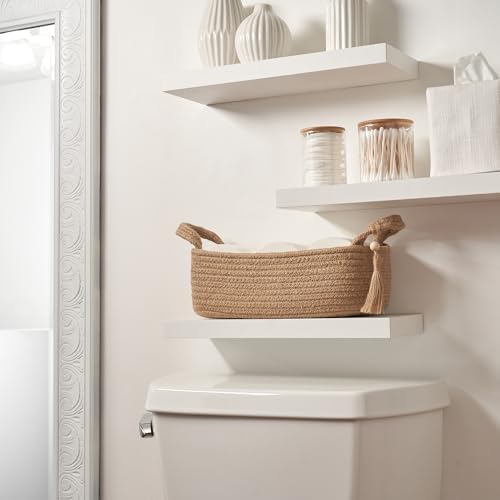 Decorative Toilet Paper Basket - Boho Jute Cotton Rope Bin with Tassel