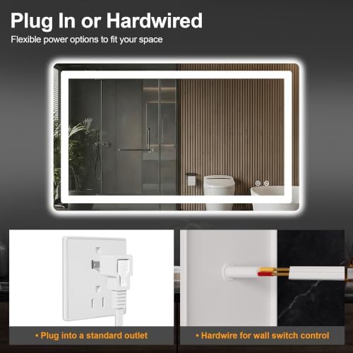 TRAHOME LED Bathroom Vanity Mirror with Lights, 24"x40" Lighted Wall Mirror