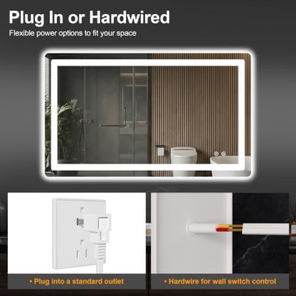 TRAHOME LED Bathroom Vanity Mirror with Lights, 24"x40" Lighted Wall Mirror