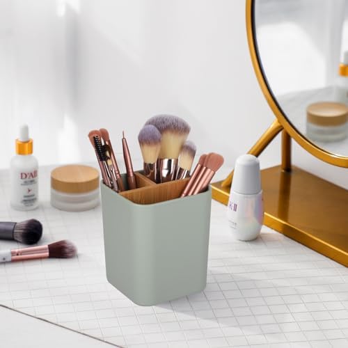 Bamboo Toothbrush Holder for Bathrooms Toothpaste Organizer - Green