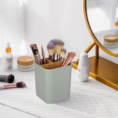 Bamboo Toothbrush Holder for Bathrooms Toothpaste Organizer - Green