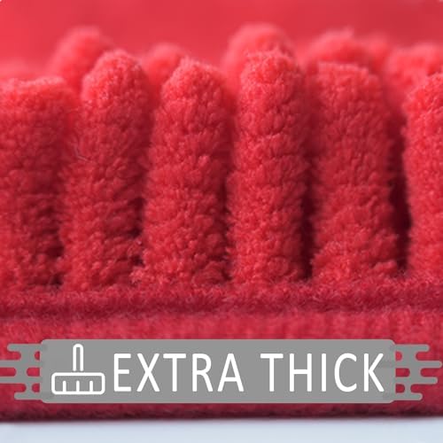 Bathroom Rugs Sets 3 Piece Non Slip,Bath Rugs with PVC Backing Bath Carpet,Bathroom Rug Washable,Absorbent,Plush Carpet Mats,Bath Mats for Bedroom, Kitchen,Tub,Home Decor(Red)