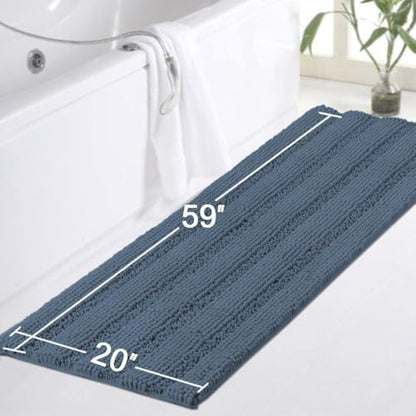 Turquoize Bathroom Runner Rug 20"x59", Soft Absorbent Chenille Bath Rug