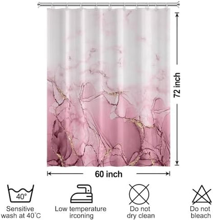 Pink Marble RV Stall Waterproof Shower Curtain 60x72 inches