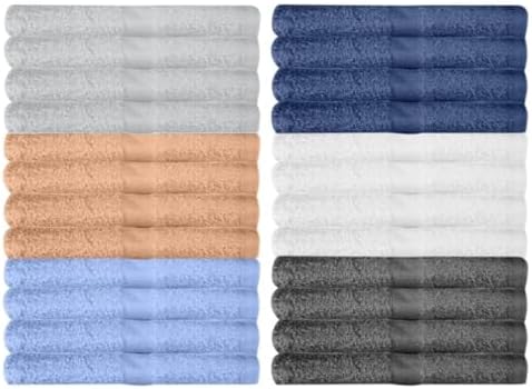 KAHAF COLLECTION 24 Pack Wash Cloths | Multicolour 100% Cotton Extra Absorbent Face Towels | Soft, Quick Dry Washcloths for Bathroom, Spa, Gym, Baby & Travel (24 Packs (12x12))