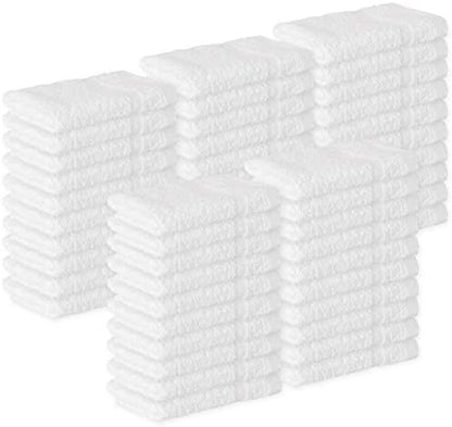 GREEN LIFESTYLE Washcloths 12" x 12" 50 Pack - 100% Cotton Wash Cloths, Bulk Washcloths, Face Towels Cotton, Soft Absorbent Bath Washcloths for Body, Face and Bathroom Use (White)