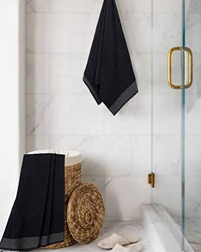 BELIZZI HOME Ultra Soft 2 Pack Oversized Bath Towel Set, 28x55 inches, 100% Cotton, Large, Absorbent, Quick Dry, Lightweight, Ideal for Gym, Travel, Camp, Pool - Black