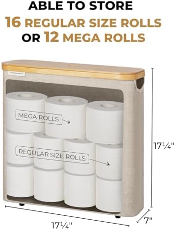 StorageWorks Toilet Paper Storage Basket with Bamboo Lid & Window